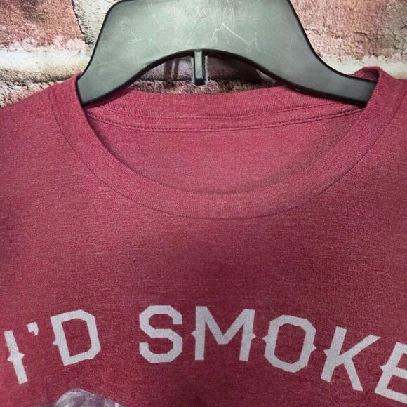 I'D SMOKE THAT Meme T-Shirt Large Heather Red Funny BBQ Graphic Crew Neck - Picture 4 of 6